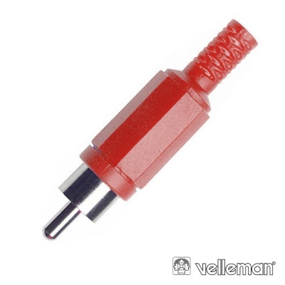 FICHA RCA MACHO VERMELHA PVC C PROTEÇÃO DE CABO