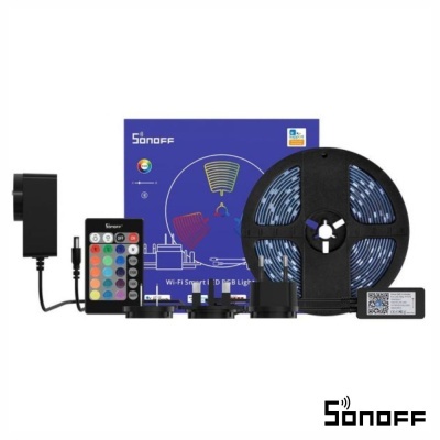 Kit fita LED RGB Sonoff com controlo Wi-Fi e acessórios
