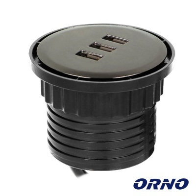 Tomada C 3 Saídas USB P Secretária 5V  3.1A ORNO