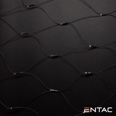 Rede preta com conectores dourados sobre fundo preto e texto ENTAC
