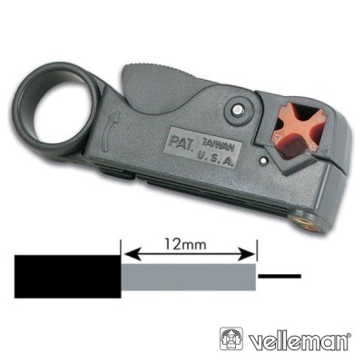 Aparelho afiador de lâminas cinzento com roda dentada laranja e texto PAT. TAIWAN U.S.A.