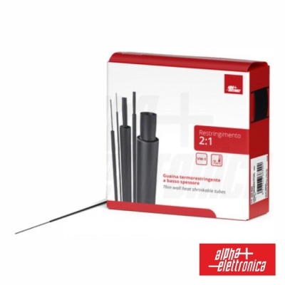 Tubo Manga Termoretráctil Ø1.6mm 10m Preto ALPHA