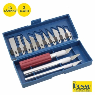 CONJUNTO X-ATO C 13 LÂMINAS PRECISÃO E 3 SUPORTES DONAU