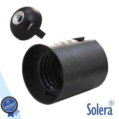 Casquilho P Lâmpada E27 Preto Liso P Cabo SOLERA