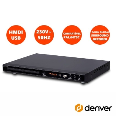 LEITOR DVD C HDMI CABO USB COMANDO DENVER
