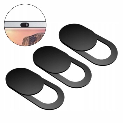 Tampas deslizantes pretas para câmara de computador em conjunto de três