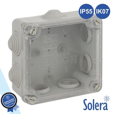 CAIXA DE PASSAGEM ESTANQUE C 7 CONES 100x100x55MM SOLERA