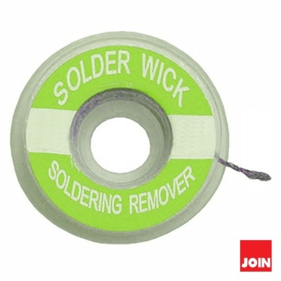 Rolo de malha para dessoldar com etiqueta verde e branca