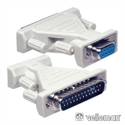 FICHA ADAPTADORA D-SUB 9P MACHO  D-SUB 25P FÊMEA