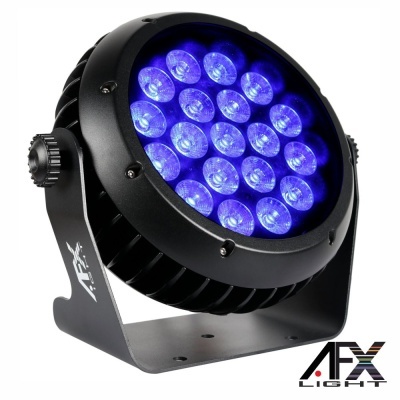 Holofote LED azul AFX Light com estrutura preta em suporte ajustável