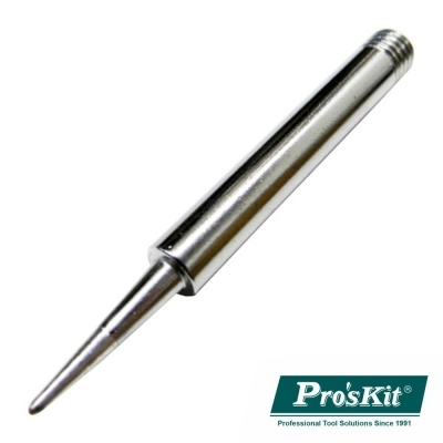 Peça metálica cilíndrica fina com rosca e logotipo Pro'sKit