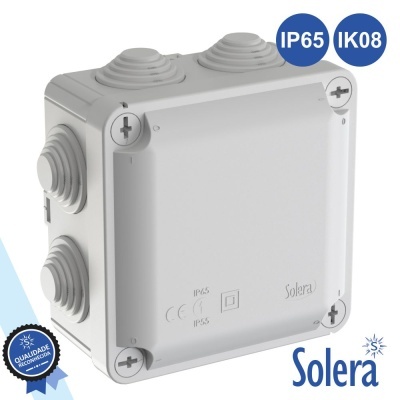 CAIXA DE PASSAGEM ESTANQUE C 7 CONES 100x100x55MM SOLERA