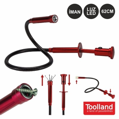 HASTE FLEXÍVEL ILUMINADA C IMAN E GARRA 620MM TOOLLAND