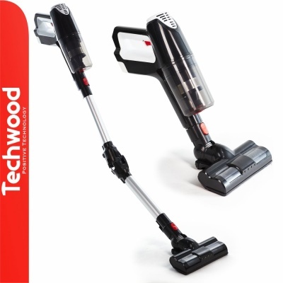 aspirador de pó sem fio preto e cinza Techwood com dois modos de uso