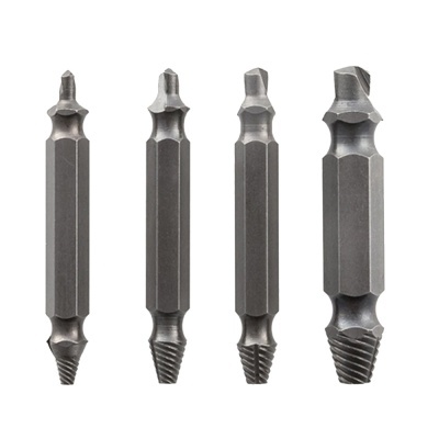 Conjunto de quatro extratores de parafusos em aço cinzento