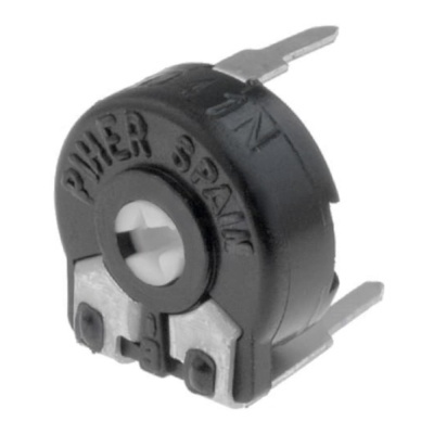 Potenciômetro rotativo trimpot preto com terminais metálicos