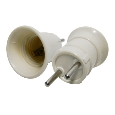CASQUILHO ADAPTADOR DE E27 P FICHA MACHO 220V
