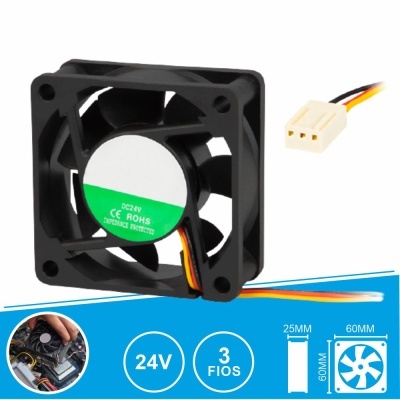 Ventoinha 24V 60x60x25mm 3 Fios