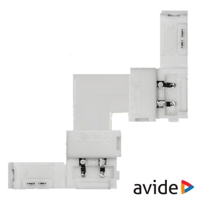 Conectores angulares brancos para iluminação LED com terminais metálicos