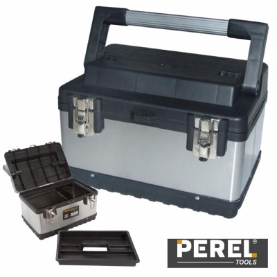 CAIXA FERRAMENTAS AÇO INOXIDÁVEL 380x270x225MM PEREL