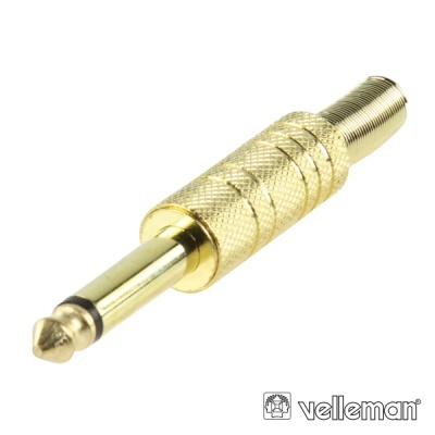 FICHA JACK 6.35MM MACHO C PROTEÇÃO MOLA DOURADO MN
