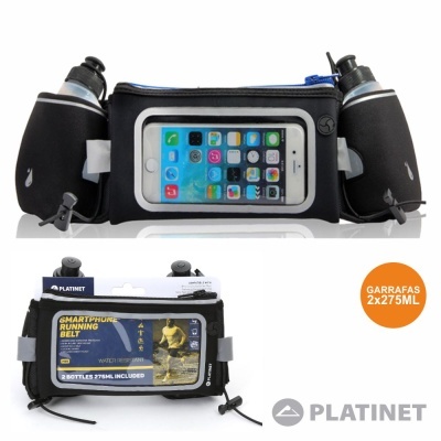 Cinto de corrida preto com frascos e bolso para smartphone