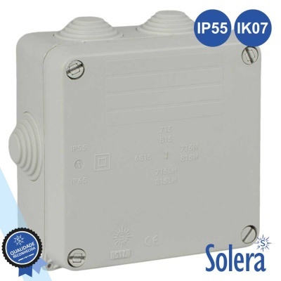 CAIXA DE PASSAGEM ESTANQUE C 7 CONES 100x100x55MM SOLERA