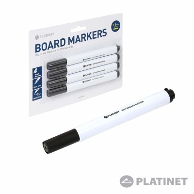 Conjunto de quatro marcadores para quadro branco em embalagem