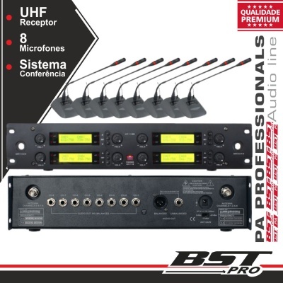 CENTRAL MICROFONE S FIOS 8 CANAIS ATÉ 32 MICS UHF BSTPRO