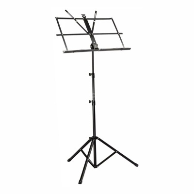 Estante preta para partituras com tripé ajustável