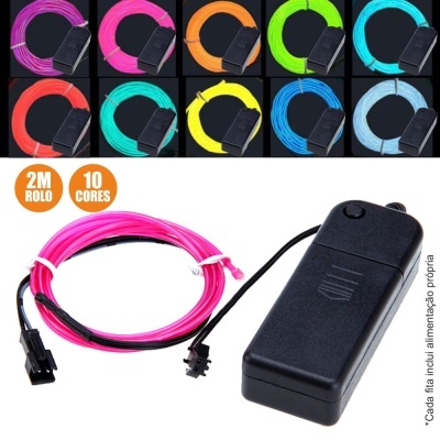 FITA LUMINOSA FIBRA ÓPTICA 10 CORES C SUP BATERIA 2M