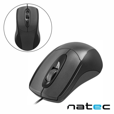 Rato de computador preto com fio e scroll