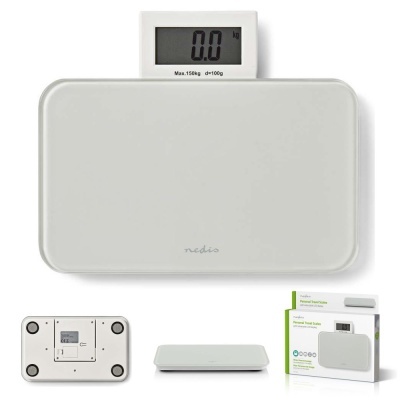 Balança Digital de Viagem Vidro 150Kg Branco NEDIS