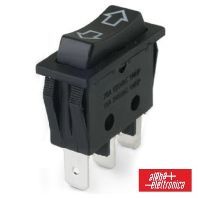 Interruptor elétrico preto com setas brancas e 3 pinos