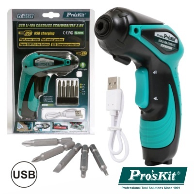 APARAFUSADORA ELÉTRICA S FIOS USB 5 BITS LED PROSKIT