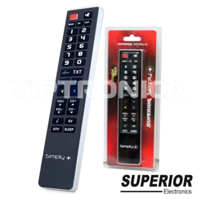 Comando remoto preto Simply + com embalagem vermelha Superior Electronics