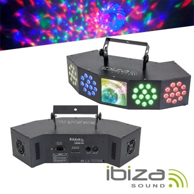 Dispositivo de iluminação disco preto com LEDs coloridos e efeito luminoso projeção.