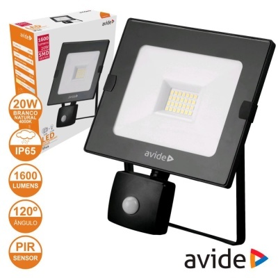 Projetor LED avide preto com sensor PIR e embalagem