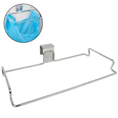 Suporte metálico cromado para sacos de plástico azul