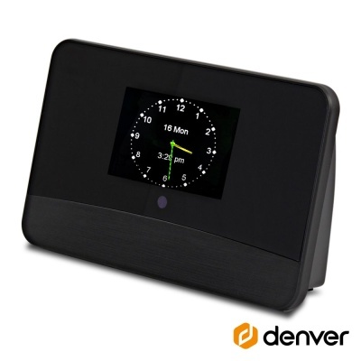 Relógio digital preto com ecrã de horas analógicas e digitais