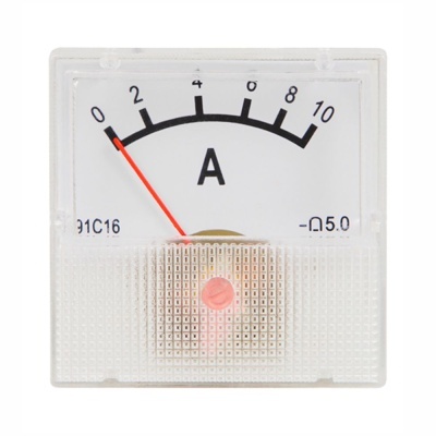Medidor analógico de corrente elétrica com escala de 0 a 10 amperes
