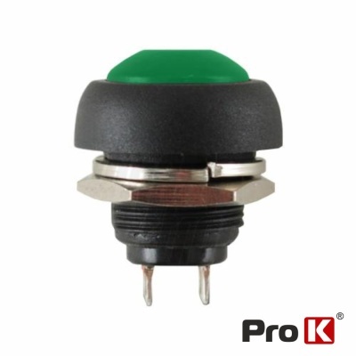 INTERRUPTOR PRESSÃO REDONDO 0.5A-250VAC VERDE 12MM IP65