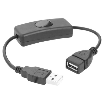 Cabo USB-A 2.0 Macho  USB-A Fêmea C Interruptor 28cm