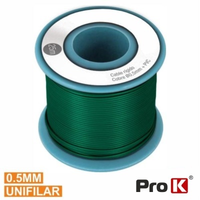 Carretel de cabo elétrico verde Pro K 0.5MM UNIFILAR 25m
