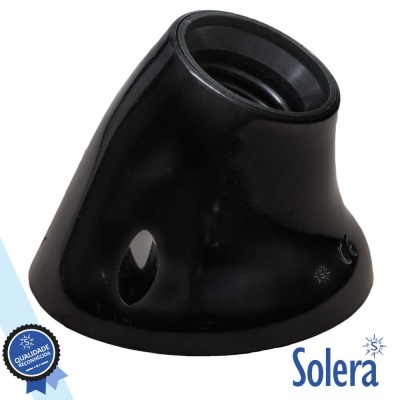 CASQUILHO P LÂMPADA E27 CURVO PRETO SOLERA