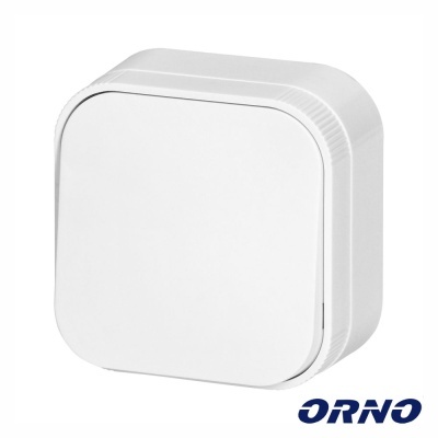 Interruptor elétrico quadrado branco com logótipo ORNO