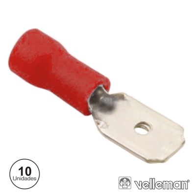 TERMINAL FASTON MACHO ISOLADO 6.4MM 10X VERMELHO