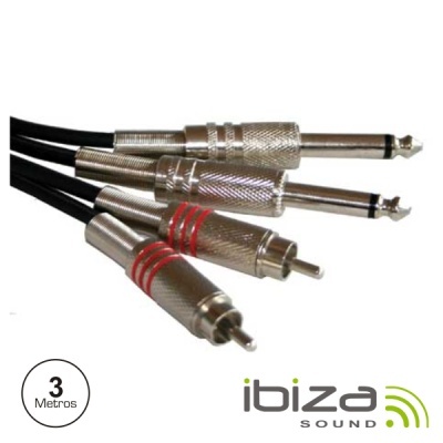 CABO 2-JACK 6.35MM MACHO  2-RCA MACHO MN 3M IBIZA