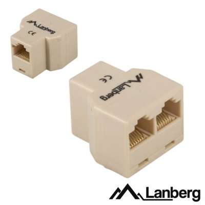 Adaptador Lanberg bege com duas entradas RJ45