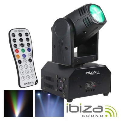 MOVING HEAD MINI 1 LED CREE RGBW 10W DMX MIC COMANDO IBIZA